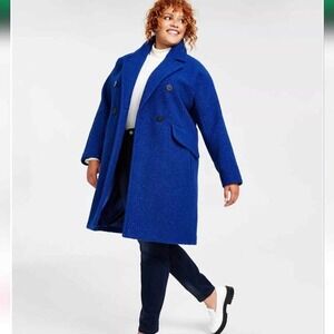 BCBGGeneration Royal Blue Double Breasted‎ Wool Blend Coat Women's XL